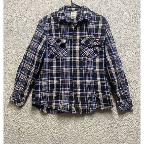 DICKIES Men’s Blue Flannel Shirt Mens M 38/40 Plaid Long Sleeve Pocketed - Picture 1 of 8